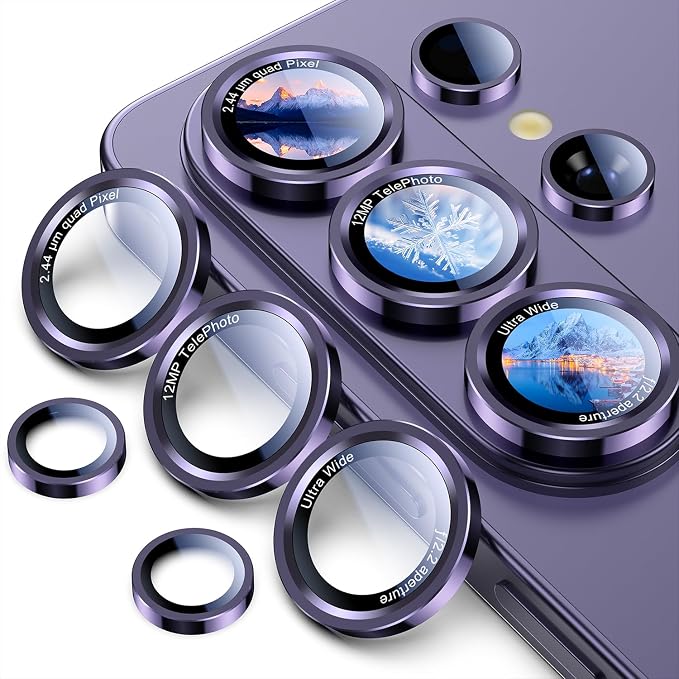 Uyiton for Samsung Galaxy S26 Ultra Camera Lens Protector, Unique Design | Case Friendly, Top 9H+ Shatterproof Sapphire Glass, Easy Install, Ultra HD, Military-Grade, Metal Camera Cover, Violet - Image 7
