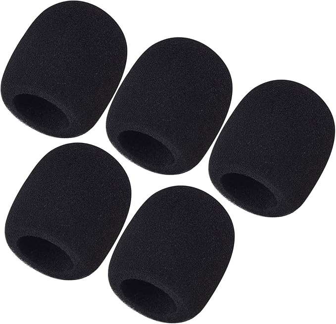 Mudder 5 Pack Foam Mic Cover Handheld Microphone Windscreen (5 Pack) | Fits Handheld Mics, Microphone Pop Filter,Microphone Muffler,Foam Microphone Cover, Snug Fit Ball Shape by Mudder