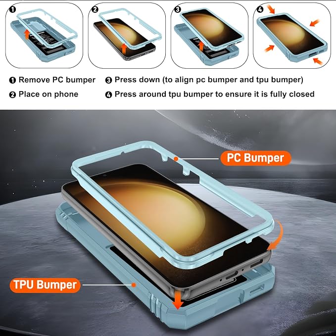 Fit for Samsung Galaxy S23+ Plus Case with Screen Protector*2, Build in 360° Rotating Ring Kickstand, Military Grade Protective Case for Samsung S23 Plus Phone, Green - Image 4