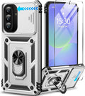Taisairu for Samsung Galaxy A37 Case/A36 Case with Screen Protector & Slide Camera Lens Cover, Built-in Ring Stand Shockproof Protective Case for Samsung A37 5G Case/Samsung A36 5G Case (Silver) by Taisairu