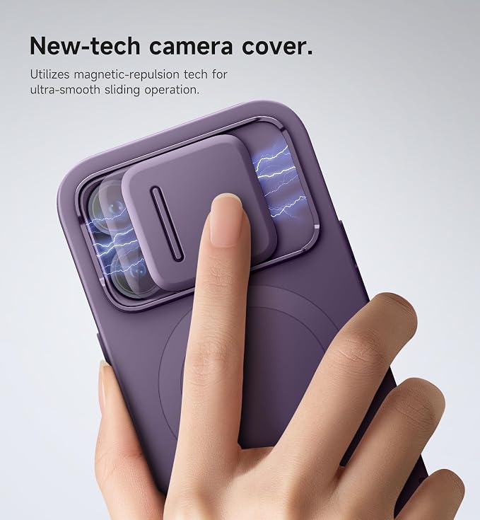 SURITCH for iPhone 14 Pro Case with Magnetic Camera Slide Cover and Adjustable Kickstand, Compatible with MagSafe, Shockproof Bumper Case Slim Protective Cover for iPhone 14 Pro 6.1 Inch,Dark Purple - Image 4