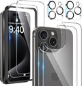 Maxdara [6 in 1 for iPhone 15 Pro Max Screen Protector | Back and Front Screen Protector with Camera Lens Protector [2+2+2 Pack], Tempered Glass by Maxdara