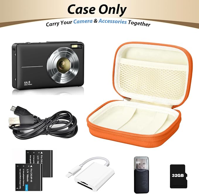 Digital Camera Case for KODAK PIXPRO FZ55/FZ45, Case Only, Orange | Fits CAMKORY DC403 and Canon PowerShot ELPH 360 HS Compact Digital Cameras, Small Hard Shell Camera Pouch with Mesh Pocket - Image 4