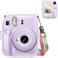 Fintie Protective Case for Fujifilm Instax Mini 12 Instant Camera - Crystal Hard Shell Cover with Upgraded Film Pocket for Storing Photos & Removable Shoulder Strap | Crystal Hard Shell Cover, Back Films Pocket, Adjustable Shoulder Strap, Scratch Pesis... by Fintie