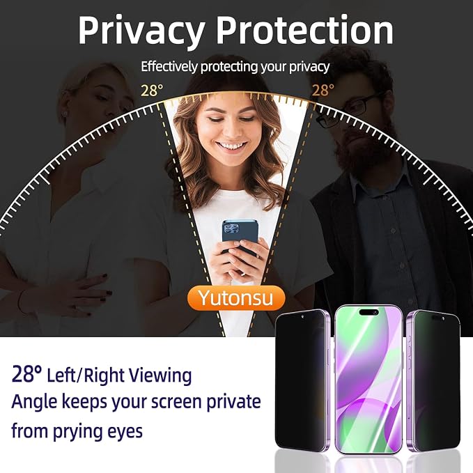 2+2 Pack Privacy Screen Protector for iPhone 17 6.3-Inch | with Camera Lens Protector, Anti-Spy Tempered Glass Film, Easy Installation, 9H Hardness, Case Friendly - Image 3