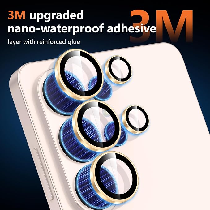 for Samsung Galaxy S26 Ultra Camera Lens Protector, Individual Metal Ring Tempered Glass Lens Cover, [Strong Adsorption] Scratch Resistant Ultra-Thin HD Clear Lens Cover, 1 Set-Gold Ring - Image 4