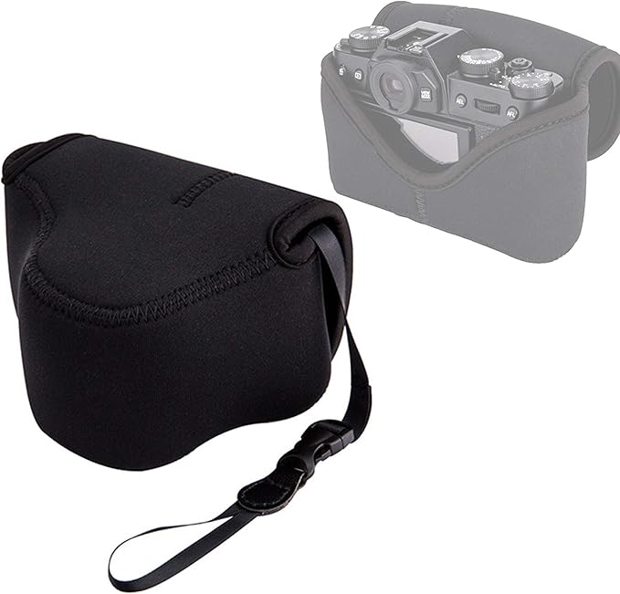 JJC Black Ultra Light Neoprene Camera Case, Compatible with X-E4 X-T30 II X-T30 X-T20 X-T10 +Short Prime Lens, 18mm F1.4/ 27mm F2.8/ 35mm F2, Pouch Bag Fuji X100V X100VI, Compact Size 127x85x84mm by Fotasy