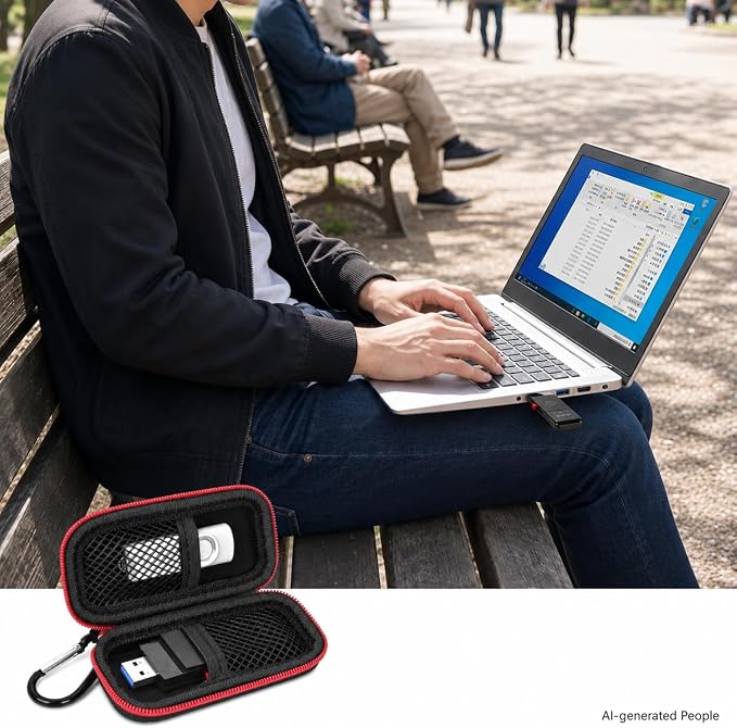 USB Flash Drive Case for SanDisk for Samsung, for SD/SDXC/SDHC Memory Cards | for Buffalo External 1.0TB Portable SSD, Mini Electronic Accessories Organizer, Office/Travel Use, Thumb Drive Bag Only - Image 9