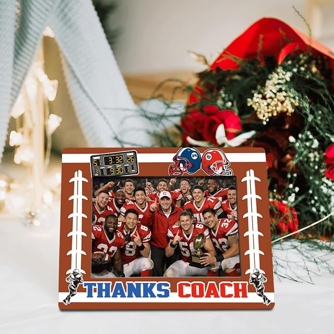 Thanks Coach Photo Frame, American Football Picture Frame, Sports Themed Decor Tabletop Display Frames for Players and Coaches, Gift to American Football Enthusiasts for 4x6 Inches Photos - Image 3
