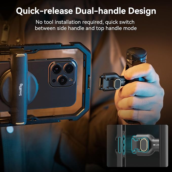 SmallRig Universal Quick Release Phone Cage Kit Basic, Aluminum Smartphone Video Rig Kit with Wireless Control Dual Handles and Phone Clip, for MagSafe, for iPhone 17 16 15 for Samsung for Pixel - Image 3