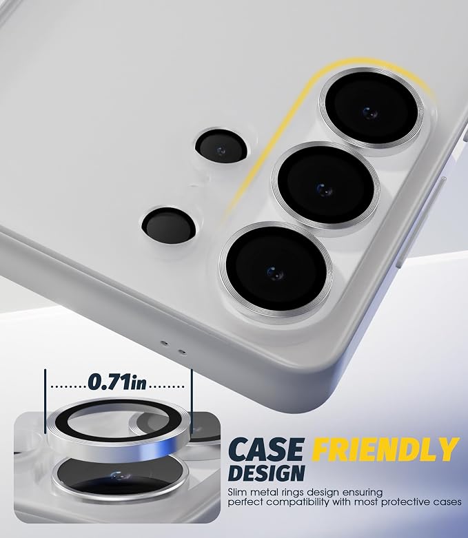 Orzero (2 Sets Camera Lens Protector for Samsung Galaxy S26 Ultra, [EZ Install] [Case-Friendly] 9H Tempered Glass CD Pattern Lens Cover, Military-Grade Shockproof, HD Clarity Anti-Glare (Silver) - Image 7