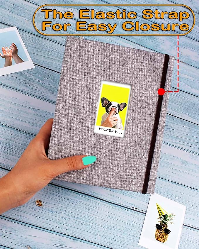 GPIRAL Mini Photo Album 208 Vertical Photos - Linen Front Window, Photo Album 2x3 Compatible with Fujifilm Instax Mini Film 7s 8 9 11, Polaroid 300, HP Sprocket, K-pop Photocards, Zip Printer, Grey - Image 2