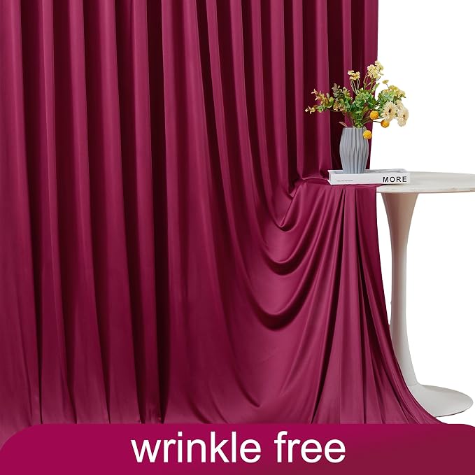 6 Panels Burgundy Backdrop Curtain for Parties Wedding Wrinkle Free Maroon Photo Curtains Backdrop Drapes Fabric Decoration for Birthday Engagement Ceremony 30ft(W) x 10ft(H) - Image 6