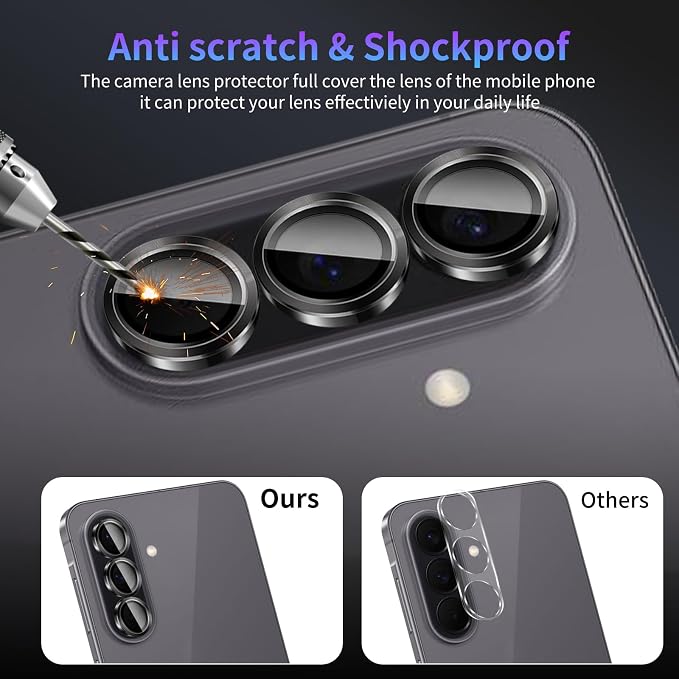 Camera Lens Protector for Samsung Galaxy A57/A37 5G,1 Pack | Tempered Metal Glass Camera Cover Film,HD Clear,Anti-Scratch Lens Screen Protector Film,Case Friendly,Black Titanium - Image 4