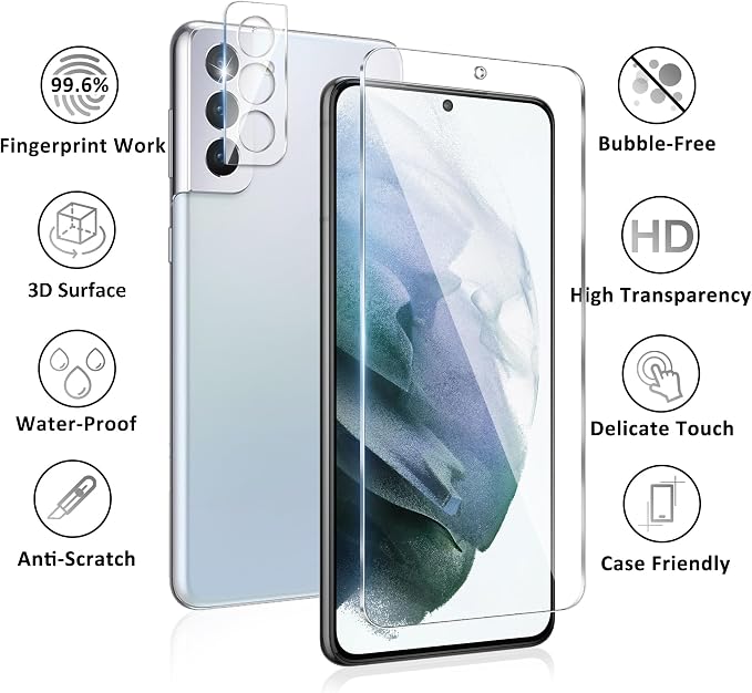 WILLONE 2+2 Pack for Samsung Galaxy S21 Plus Screen Protector | Camera Lens Protector, Case Friendly Tempered Glass Film, Fingerprint Unlock, HD Clear, Phone Case Fit - Image 8