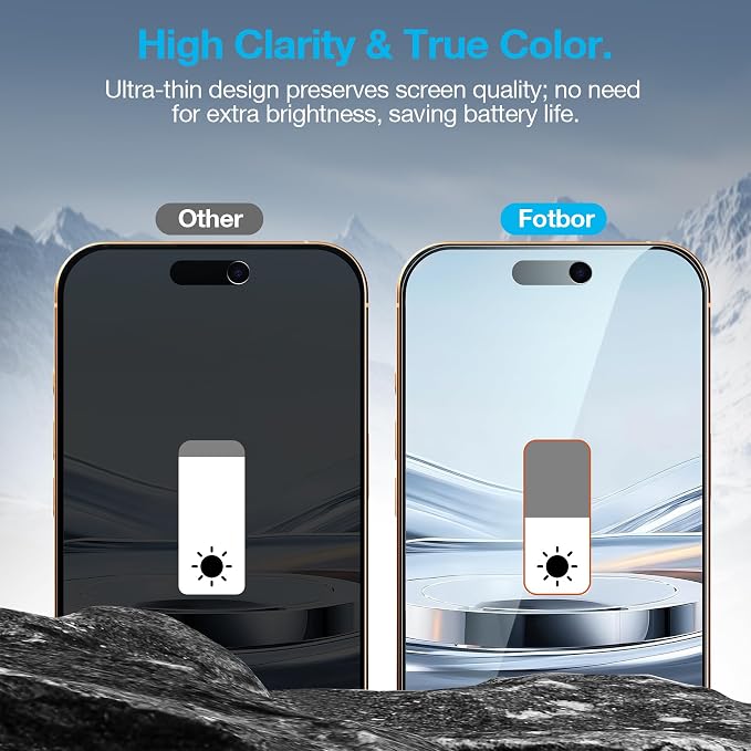 Fotbor [3+3 Pack Privacy Screen Protector for iPhone 17 Pro, 26° Anti-Spy & Blue Light Filter Tempered Glass with 3 Camera Lens Protectors, 3X Reinforced, Easy Alignment - Image 6