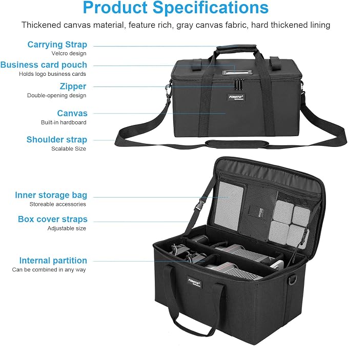 FOMITO AB-27B Foldable Camera Storage Bag 44x30x22cm Shockproof Case for DSLR, Gimbal, Drone Heavy-Duty Handle - Image 9