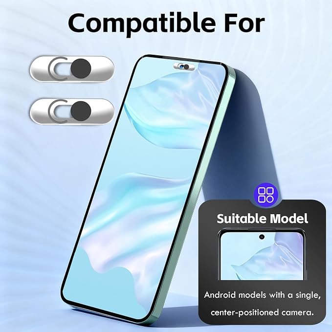 Front Camera Covers Compatible with Galaxy/iPad/Pixel | Smartphone Webcam Cover | Lens Protector,Camera Blocker for Privacy and Safety | 2Pack | Black - Image 3