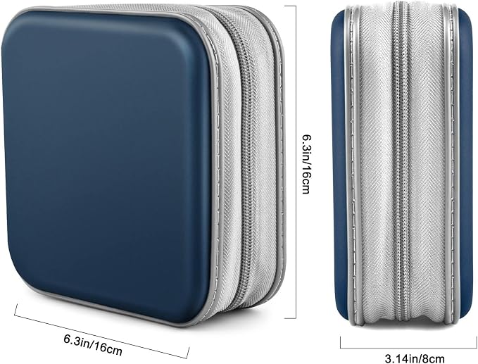 CD/DVD Case Wallet, 48 Capacity, Dark Blue, Portable, Lightweight, Durable Plastic and Non-Woven Fabric Material | Zipper‑DVD Organizer, Scratch‑Resistant Sleeves Shield Discs From Dust & Damp; Stores Music, Video, Gaming & Blu‑ray Discs - Image 6