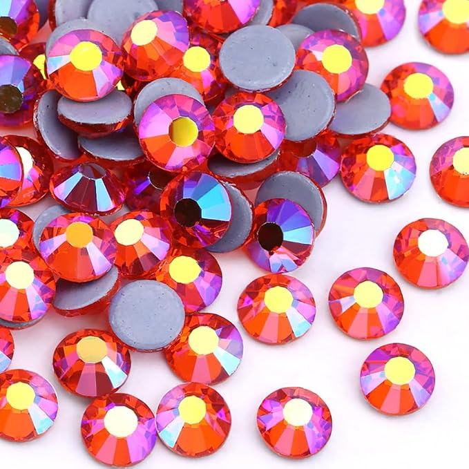 Jollin Hotfix Rhinestones Flatback Crystal Gems 2.4mm SS8, Red AB | 2880pcs Hot Fix Crystals Glass Rhinestones for Bedazzling, Crafting, Clothes, Shoes & Accessories DIY Decoration by Jollin