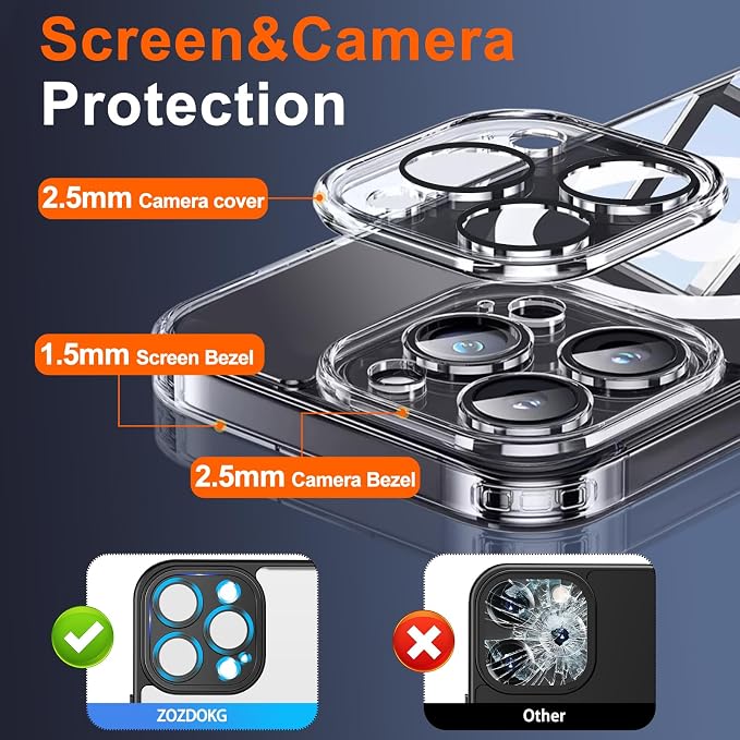 Magnetic for iPhone 16 Pro Max Case Clear with Privacy Screen | Full Camera Protector, Compatible with MagSafe, with Privacy Screen Protector, Shockproof Phone Cover, Transparent - Image 6