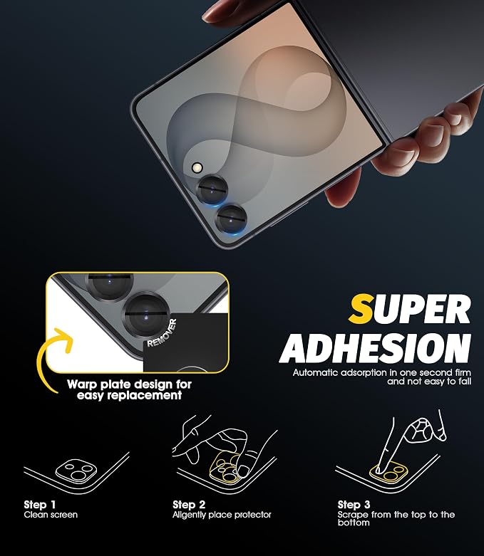 Orzero (2 Sets Camera Lens Protector for Samsung Galaxy Z Flip 8/Flip 7, [EZ Install] [Case-Friendly] 9H Tempered Glass CD Pattern Lens Cover, Military-Grade Shockproof, HD Clarity Anti-Glare - Gray - Image 7