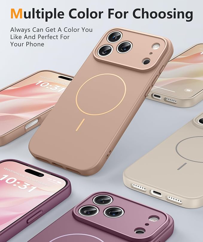 FNTCASE for iPhone 17 Pro Case, Fit for Magsafe, Screen Protector | Full Camera Protection, Integrated Silicone, 14FT Military Grade Drop Proof, Shockproof Protective Phone Cover, Full Gold - Image 5