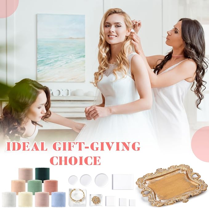 Cinnvoice 20 Pcs Flat Lay Props for Wedding Jewelry, Vintage Tray, White | Velvet Ring Boxes with Gold Tray, Acrylic Backdrops, Multi-color Staging Cards for Jewelry Display and Bridal Photography - Image 6