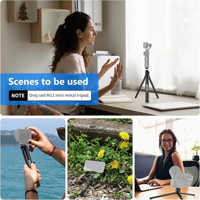 NEEWER Mini Metal Tripod, Table Stand, Desktop Compact Tripod Compatible with Crane M2, Smooth Q2, Gimbal Grip Stabilizer and All Cameras - Image 7