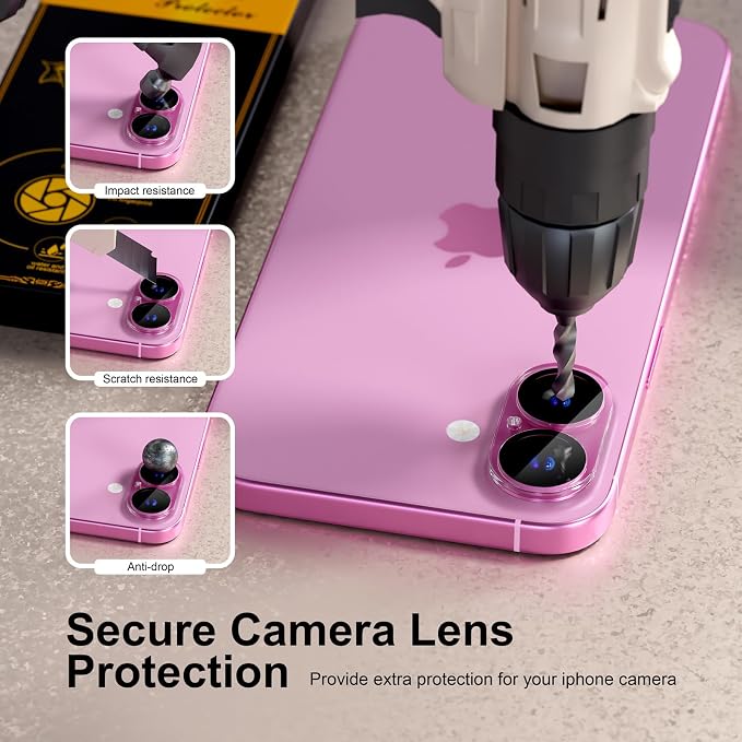 for 6 Pack iPhone 16 / iPhone 16 Plus Camera Lens Protectors, Clear | [Drop Protection] [Case Friendly] [Easy Installation] 9H Tempered Glass Camera Screen Protector Cover Accessories - Image 4
