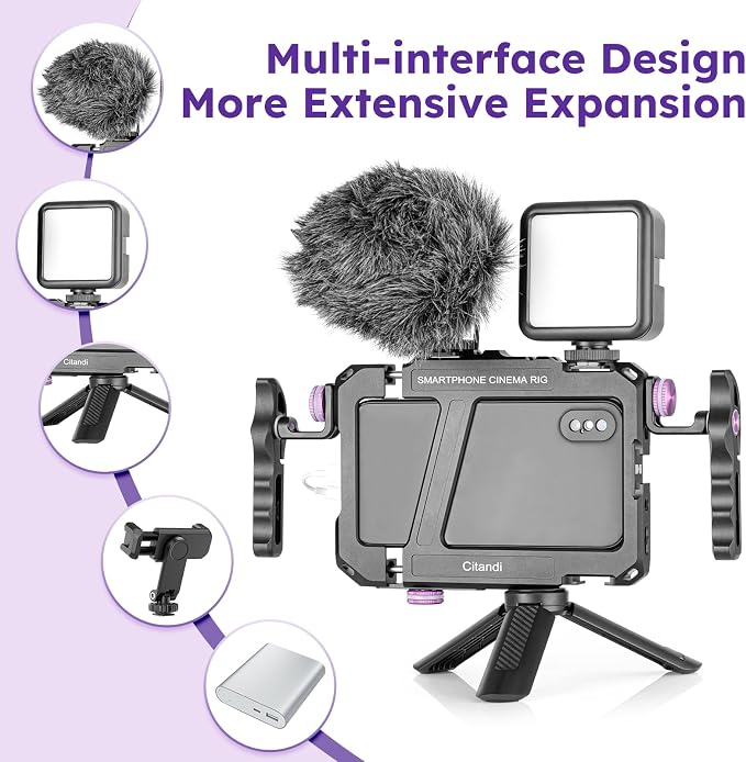 Universal Smartphone Filmmaking Stabilizer, Phone Cage for Vlogging and Videography, Compatible with Most Smartphones - Image 5