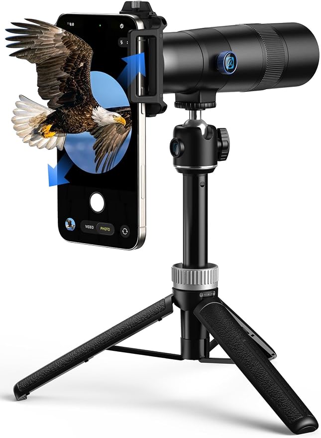 MIAO LAB 30X Telephoto Lens, High Power HD Telephoto Phone Lens with Adjustable Tripod and Universal Phone Clip, Phone Lens Attachment for iPhone & Android by MIAOLAB