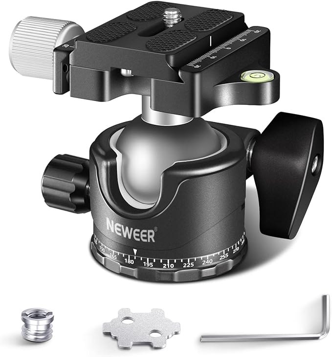 NEEWER Low Profile Camera Tripod Ball Head, 36mm Metal Panorama, GM36 | Compatible with Arca 1/4" Quick Release Plate, for Tripod Monopod Slider DSLR Camera Camcorder, Load Capacity: 33lb/15kg by Neewer