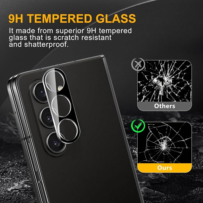 3 Pack Camera Lens Protector for Samsung Galaxy Z Fold 5 | Tempered Glass,Anti-Fingerprint,9H Hardness,Scratch Resistant,Easy to Install,Bubble Free,HD Clarity - Image 7