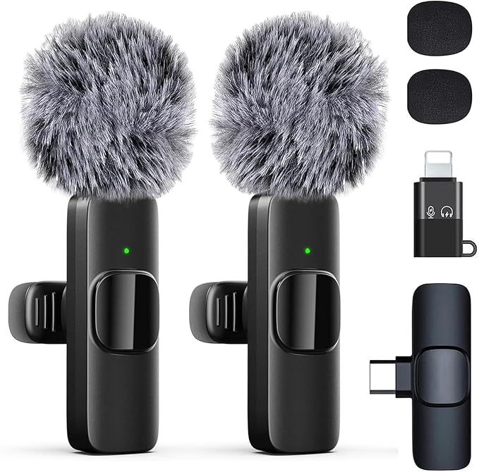 Professional Wireless Lavalier Microphone for iPhone, iPad, Android Phone, Mini Microphone, Wireless Lapel Mic for Video Recording, Interview Podcast Vlog YouTube Tiktok for Content Creators by Unknown