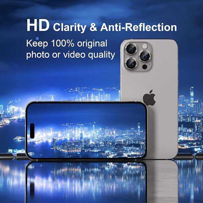 Misea Compatible for iPhone 16 Pro/iPhone 16 Pro Max Camera Lens Protector | 9H Tempered Glass Ultra HD Bling Camera Screen Protector Cover Metal Individual Ring Accessories, Natural Titanium - Image 4