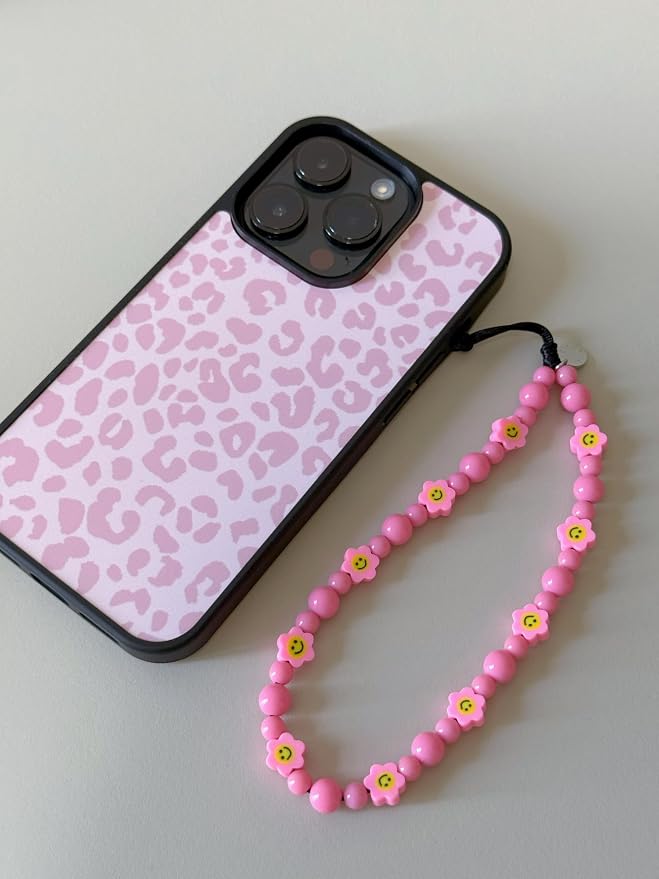 Drawwind Phone Charm Strap Cute Wrist Straps Cell Phone Charm String Y2K Aesthetic Lanyard Wristlet Chain for Case Camera AirPods Bags Keychains (Pink Smiles) - Image 2