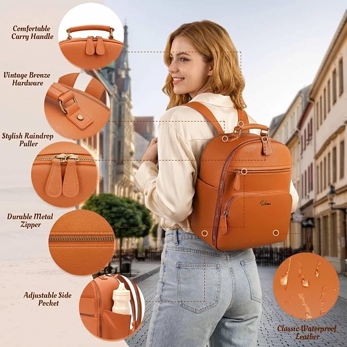Small Camera Backpack, Classic PU Leather for DSLR, Professional Camera Bag for Photographers with 11 Inch Pad/Tablet Compartment, 10L Brown - Image 5