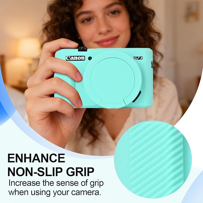 Case with Removable Lens Cover for Canon G7X Mark II/G7XII Camera(Blue) | Soft Silicone Camera Protective Case,Slim Fit,Anti-Scratch,Dustproof,Shockproof,Camera Accessories,For Travel,Daily Use - Image 4