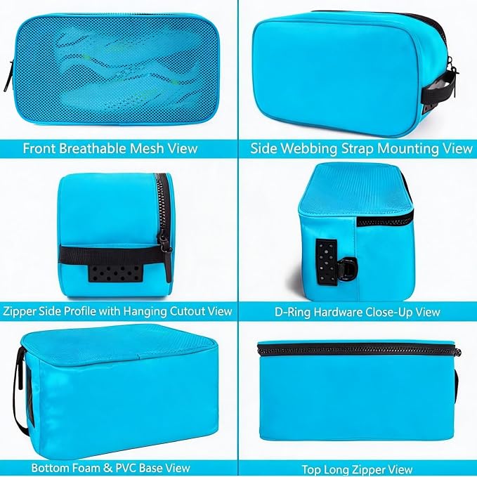 Golf Shoe Bag for Travel, Ventilated Sports Shoes Carrier, Portable Football Boot Organizer for Gym Men Women (1 Pcs-Sky Blue) - Image 8
