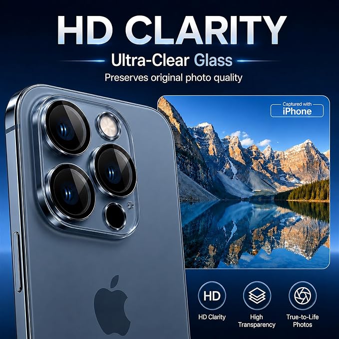 Camera Lens Protector for iPhone 14 Pro Max/iPhone 14 Pro- 3 Pack | 9H Tempered Glass, HD Clear, Scratch Resistant, Camera Cover Accessories, Case Friendly, Not Affect Night Shots - Image 4