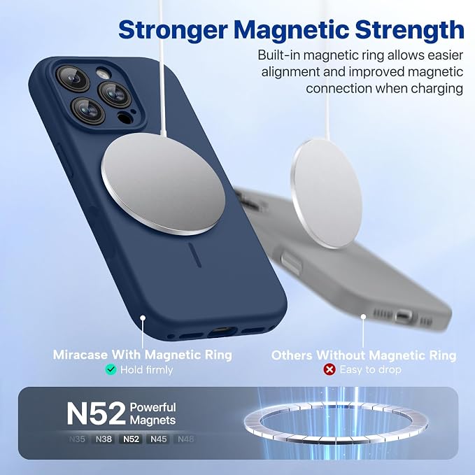 miracase Magnetic for iPhone 16 Pro Case, [Soft Anti-Scratch Microfiber Lining], Compatible with MagSafe, Liquid Silicone Case Shockproof Drop Protection Phone Case for 16 Pro,Dark Blue | Compatible with MagSafe, Soft Microfiber Lining, Liquid Silicone... - Image 4