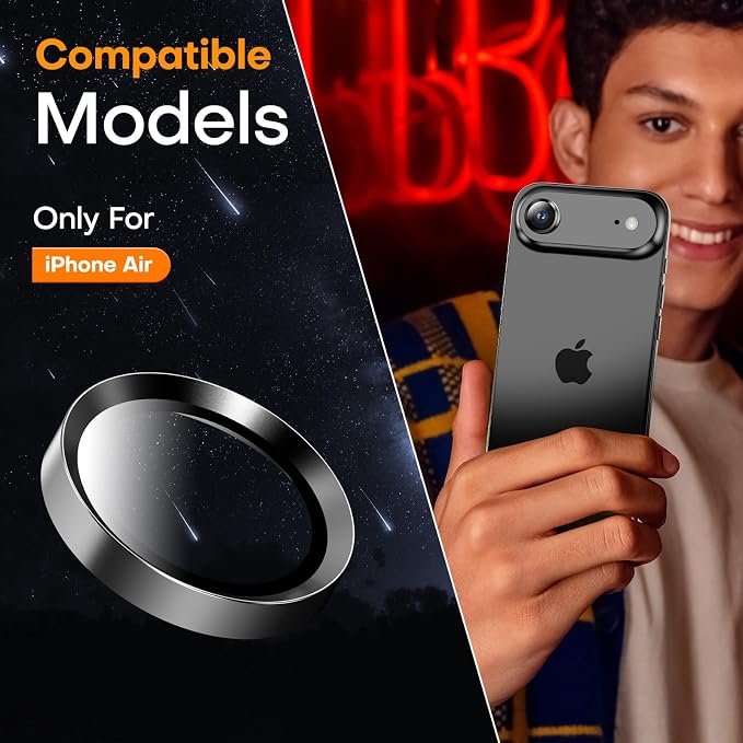 for iPhone Air Camera Lens Protector- Space Black | 9H Tempered Glass, Metal Individual Camera Cover, Accessories, Anti-drop, Case Friendly, HD Clear, Anti-Scratch - Image 4