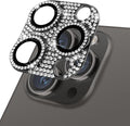 Designed for iPhone 14 Pro and 14 Pro Max Camera Lens Protector, Bling Rhinestone Sparkle Diamond 9H Tempered Glass Lens Cover Shockproof Full Protective Camera Cover, Black by Hsefo