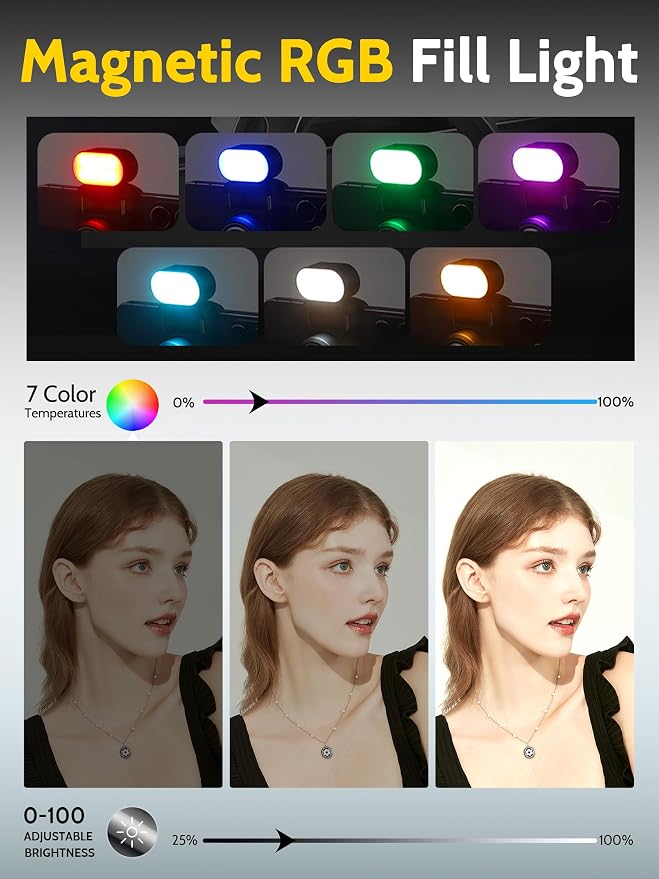 AOCHUAN 59'' Face Tracking Tripod, Phone Gimbal with RGB Light(M2PRO Black) | Selfie Stick for iPhone, Phone Tripod with Light, Content Creator Essentials for Video Recording, Tiktok, and Live Streaming - Image 5