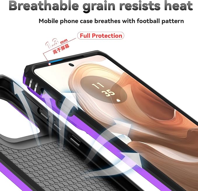 SunStory Compatible with Motorola Moto Edge 2025 Case with HD Screen Protector & Slide Camera Cover & Rotated Ring Kickstand, [Military-Grade] Phone Case for (Purple, Moto Edge 2025) - Image 7