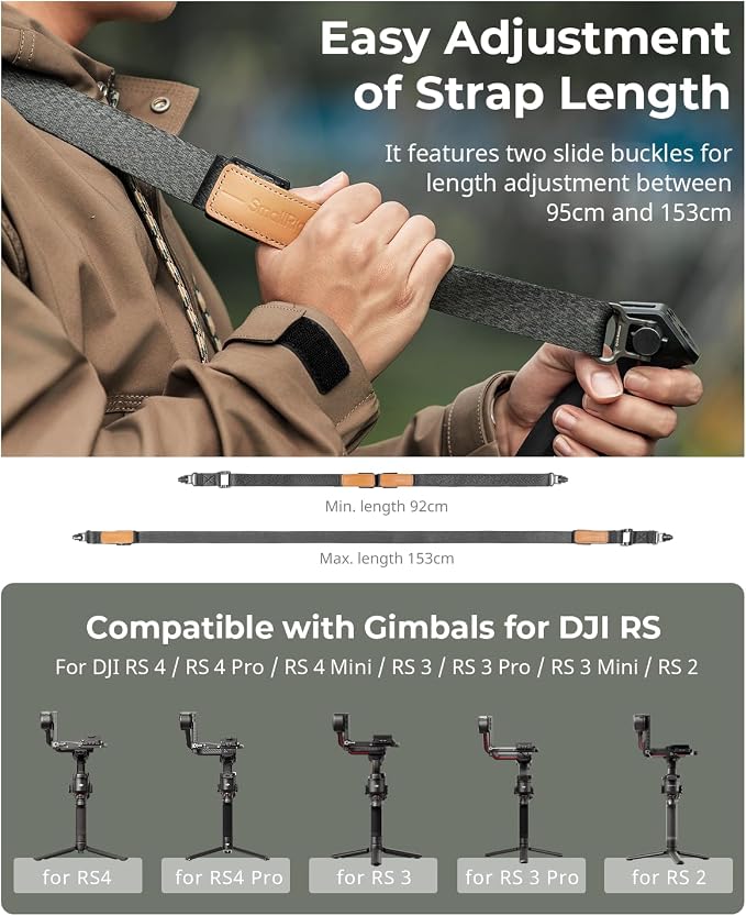 SmallRig Weight-Reducing Shoulder Strap Compatible with Sling Handle for DJI, Gimbal Belt with Upgraded QD Buckles for RS 4 / RS 4 Pro/RS 4 Mini/RS 3 / RS 3 Pro/RS 3 Mini/RS 2 - Black - Image 6
