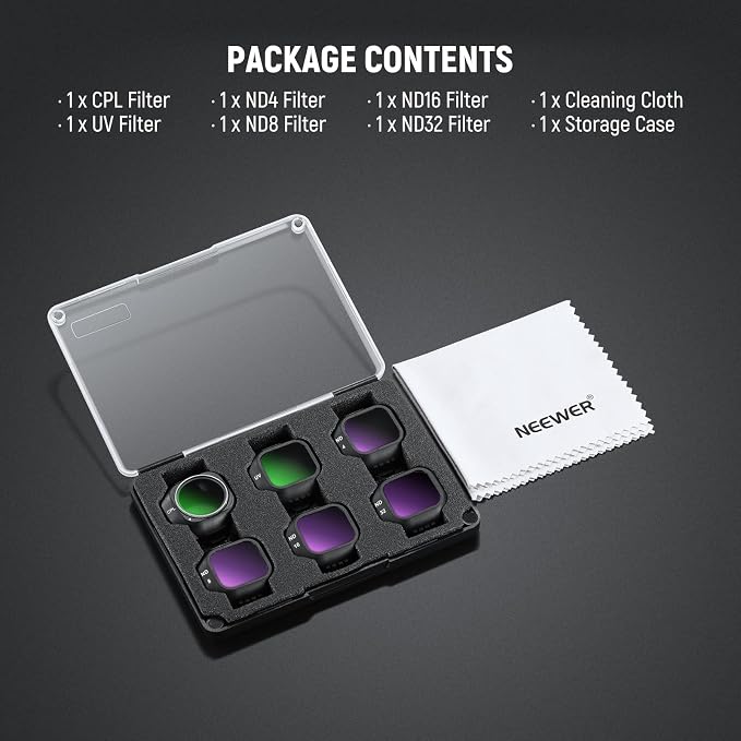 NEEWER CPL ND Filter Set Compatible with DJI Mini 5 Pro Drone Camera (UV/CPL/ND4/ND8/ND16/ND32), Snap On Circular Polarizing Polarizer Neutral Density Lens Filter Accessories, 6 Pack - Image 9