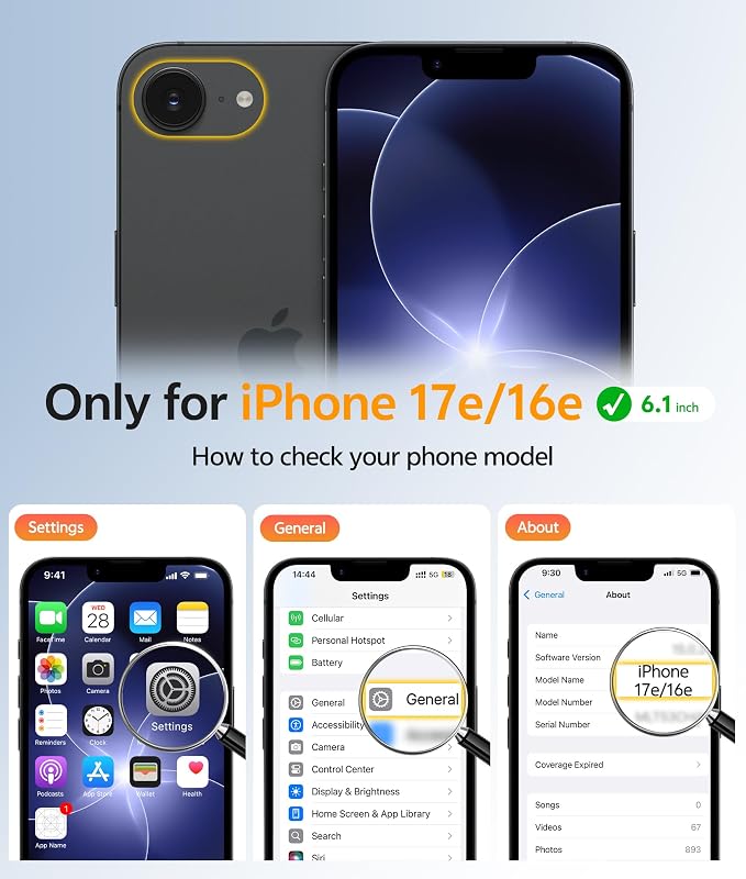 FNTCASE for iPhone 17e/ iPhone 16e Case, Fit for Magsafe, Screen Protector | Translucent Matte Magnetic Back, 14FT Military Grade Drop Protection, Shockproof Protective Phone Cover, Blue - Image 2