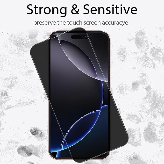 3 Pack Privacy Screen Protector for iPhone 16+3 Pack Camera Lens Protector with Tempered Glass,Touch Sensitive and Case Friendly(iP-16 - Image 5